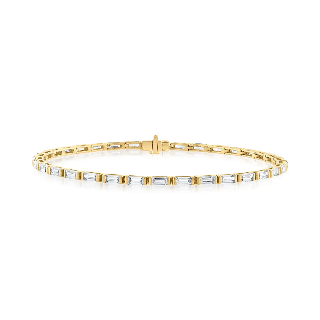 East-West Baguette Bar-Set Bracelet