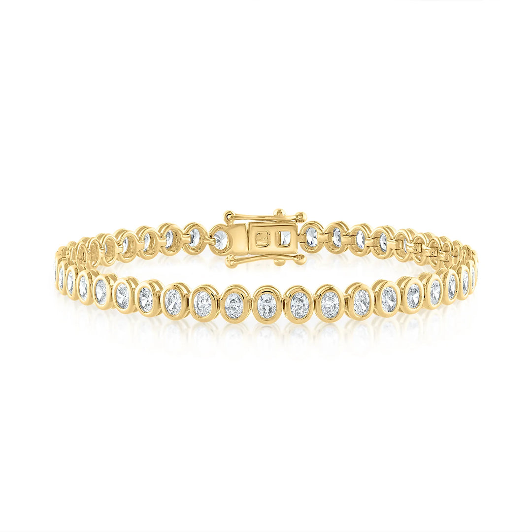 Oval Bezel Diamond Tennis Bracelet