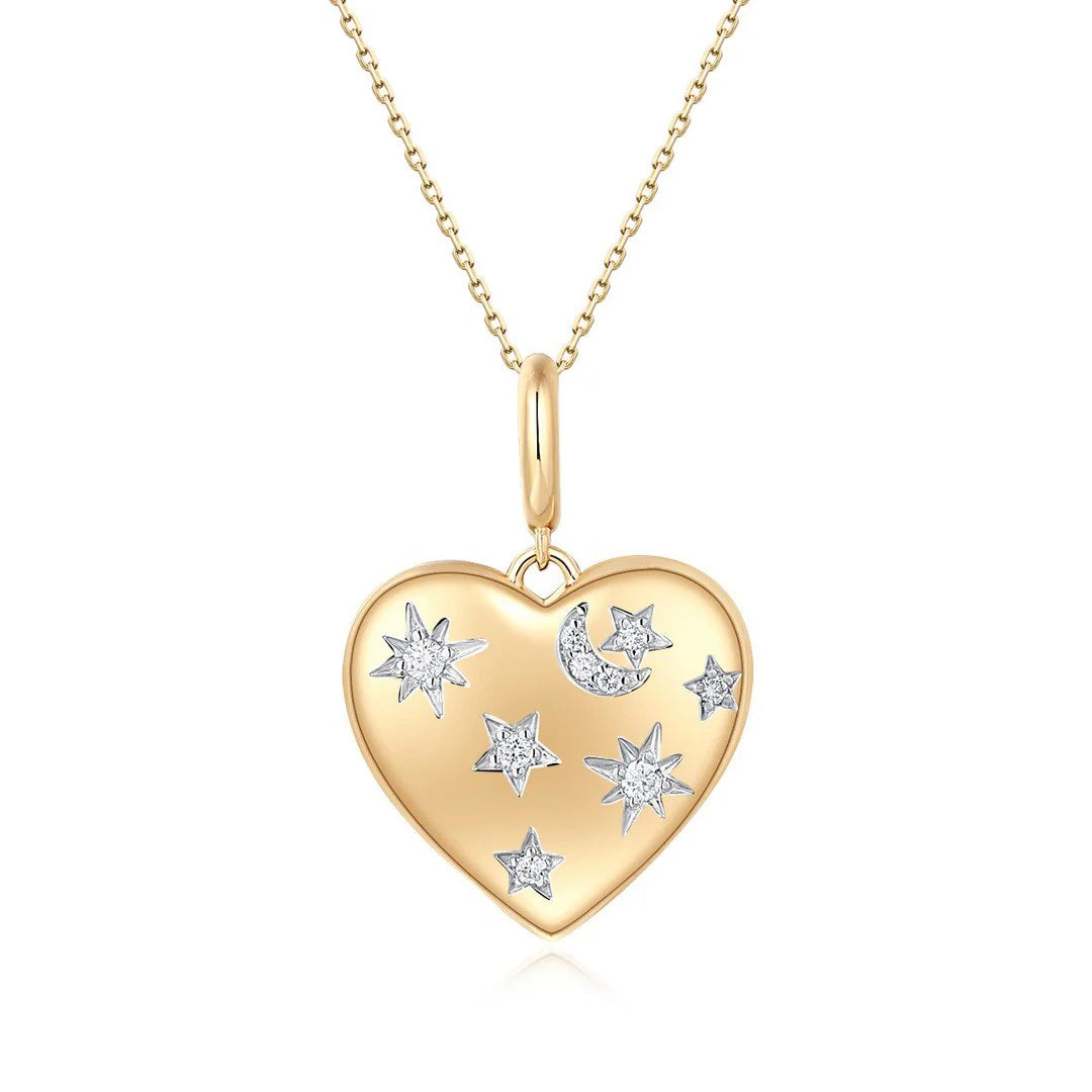 Diamond Star/Moon Heart Shaped Charm