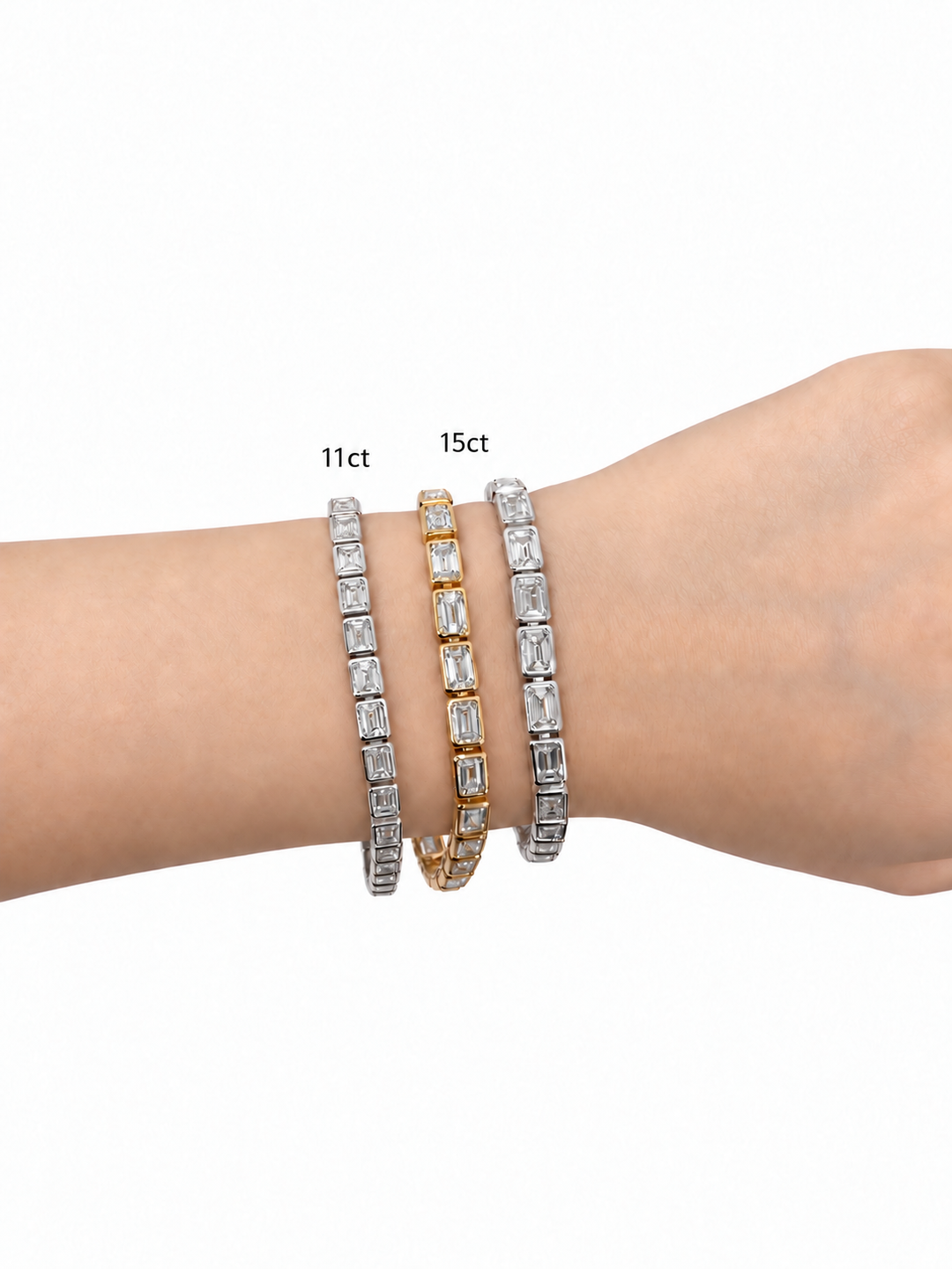 East/West Emerald Bezel Labgrown Tennis Bracelet