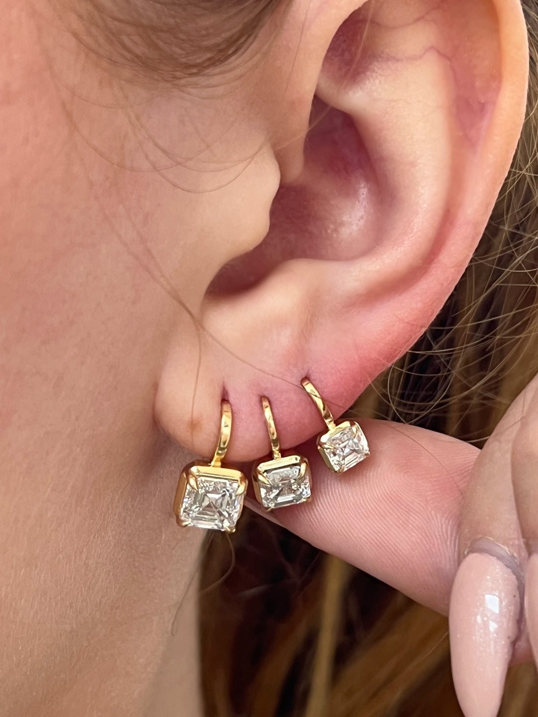 Asscher Hanging Earrings