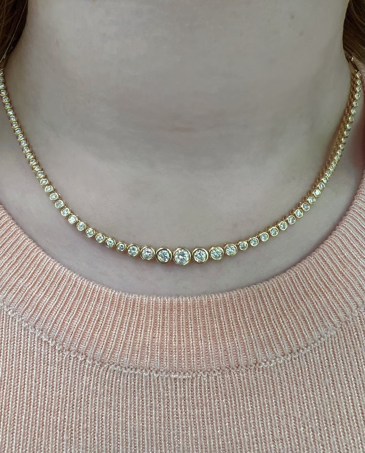 Halfway Graduated Bezel Tennis Necklace