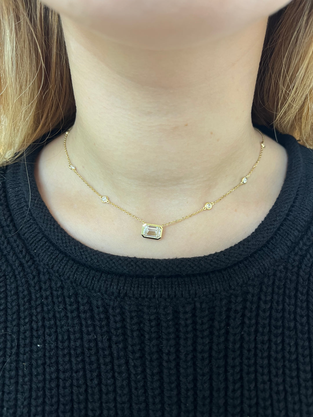 Emerald Pendant on Diamond By The Yard Chain