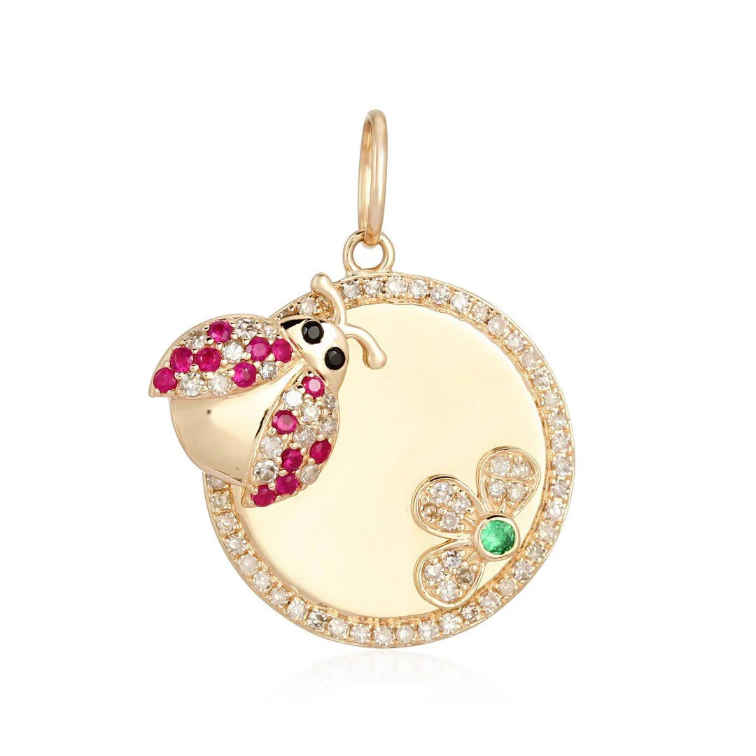 Diamond Ladybug & Flower Charm