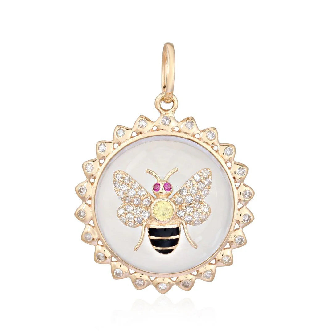 Mother of Pearl Diamond Bee Charm