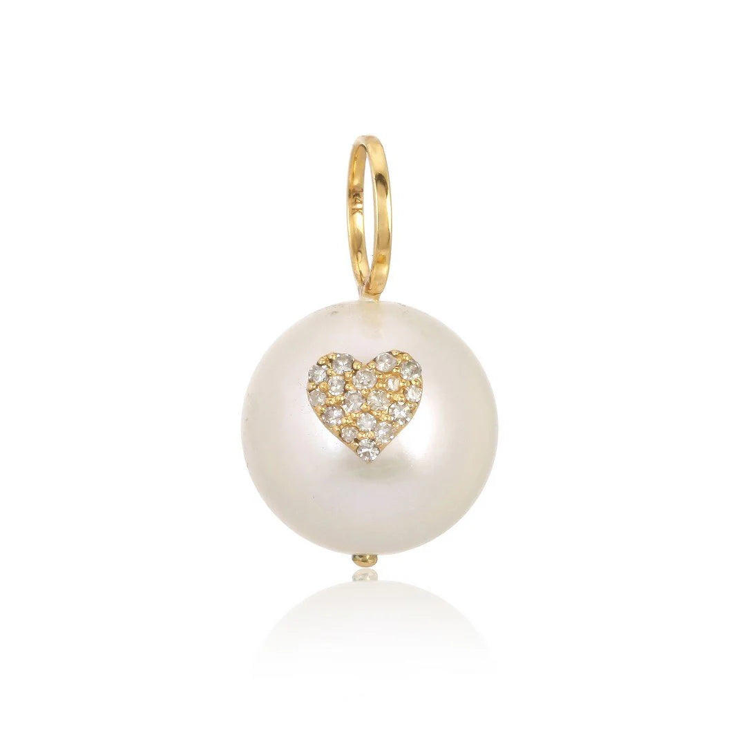 Mother of Pearl Diamond Heart Charm