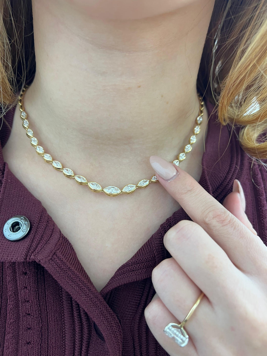 Marquise Graduated Bezel Necklace