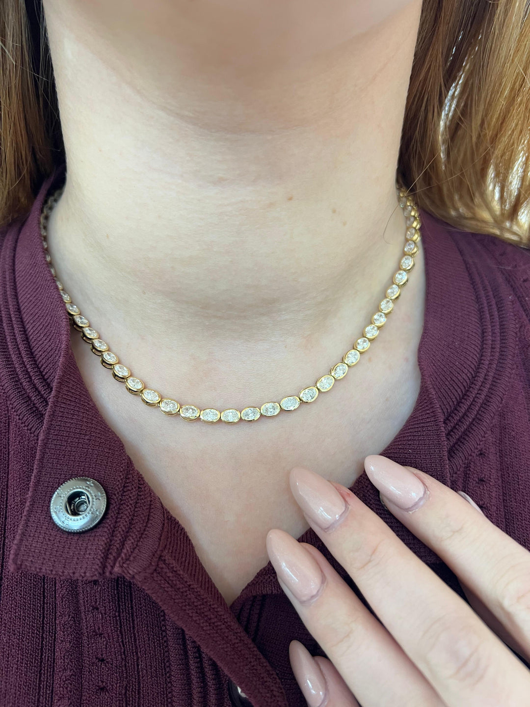 Oval Bezel East West Necklace