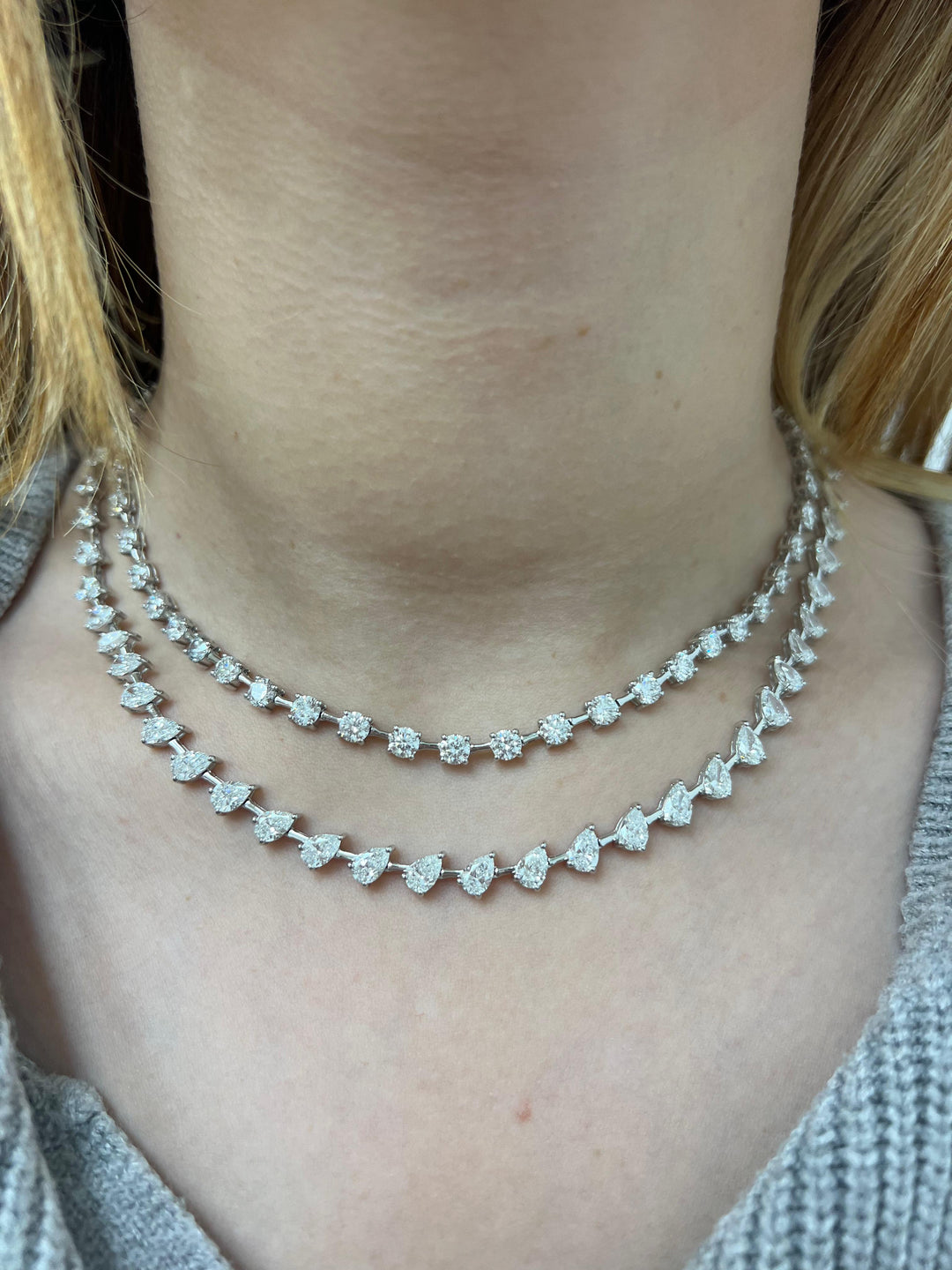 Pear Bar Tennis Necklace