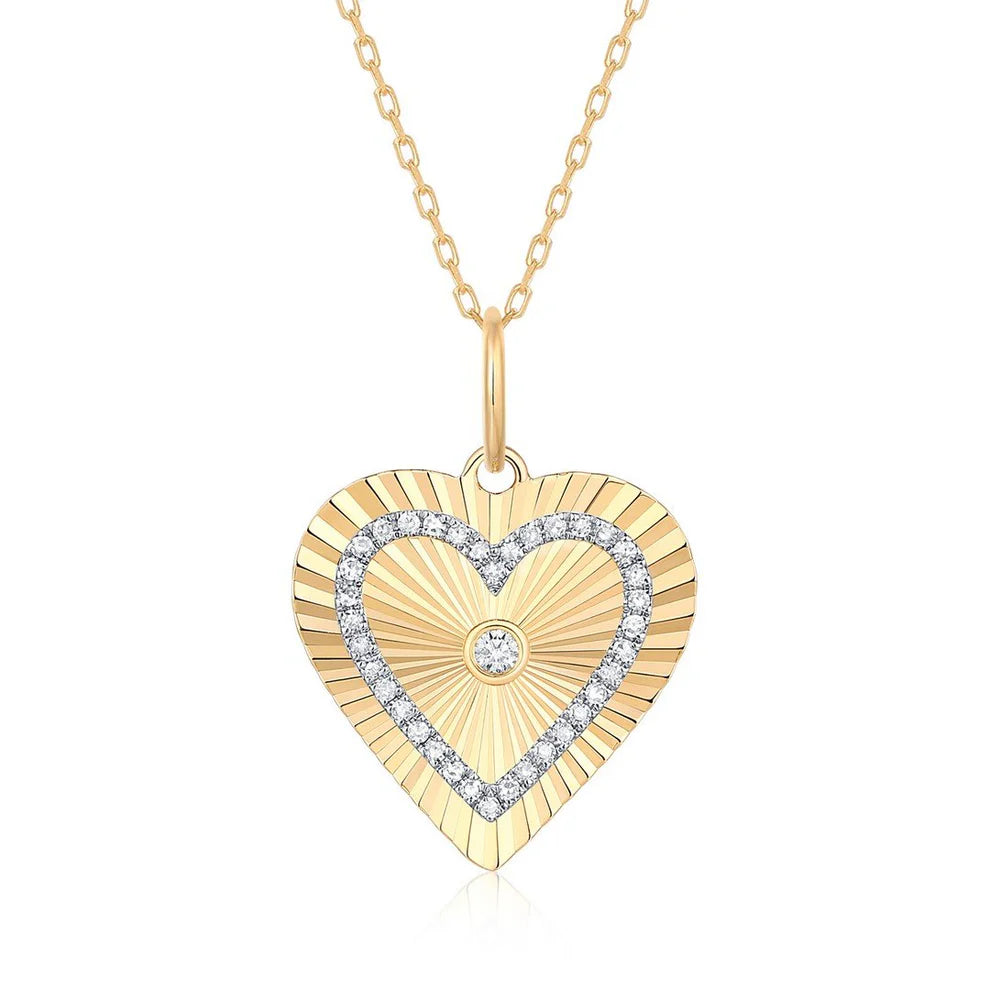 Heart Diamond Pendant With Center stone Charm