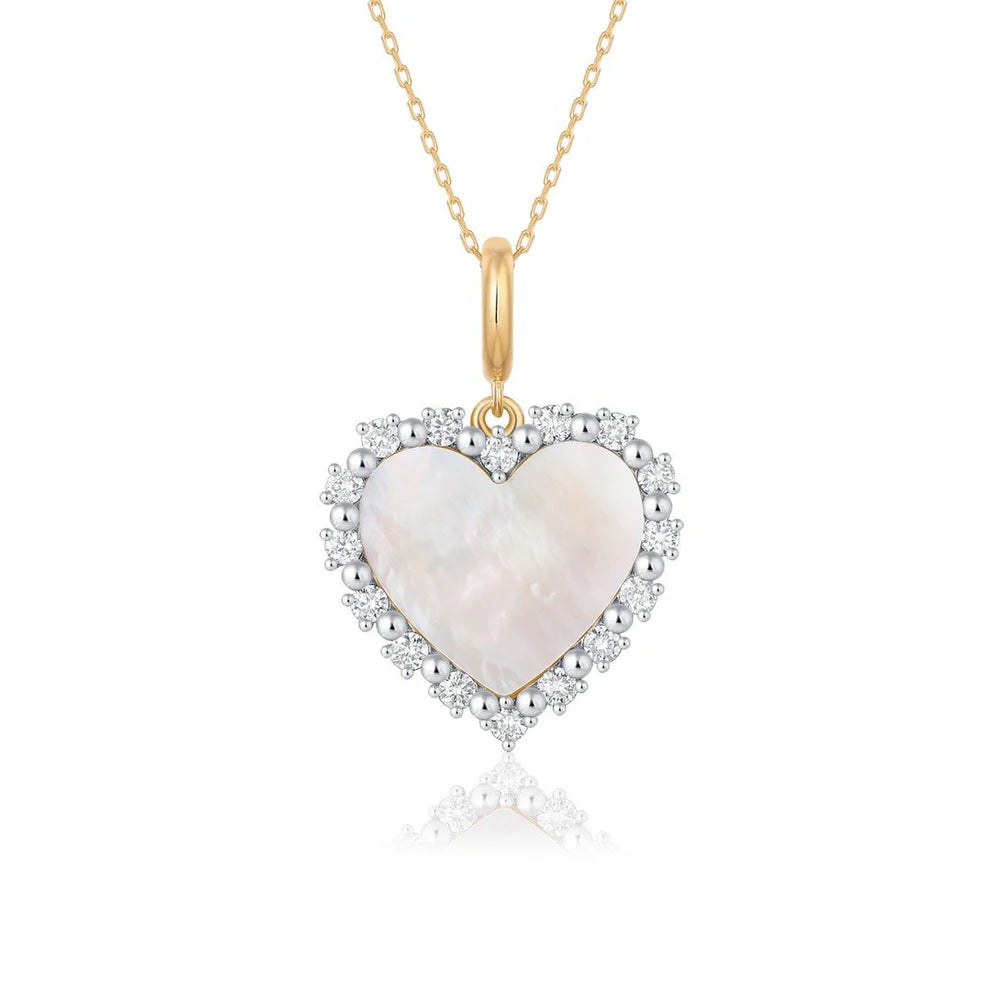 Mother of Pearl Diamond Studded Heart Charm