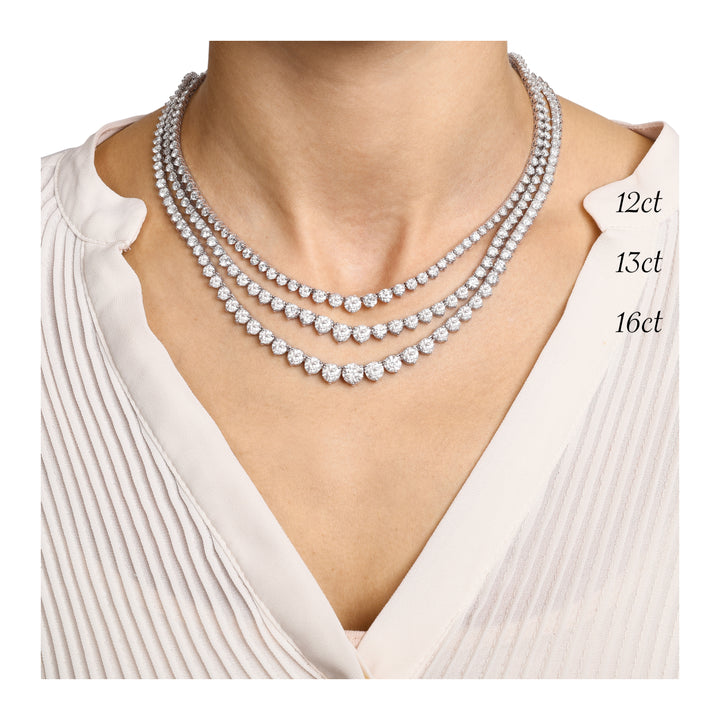 Lab Grown Graduated Tennis Necklaces