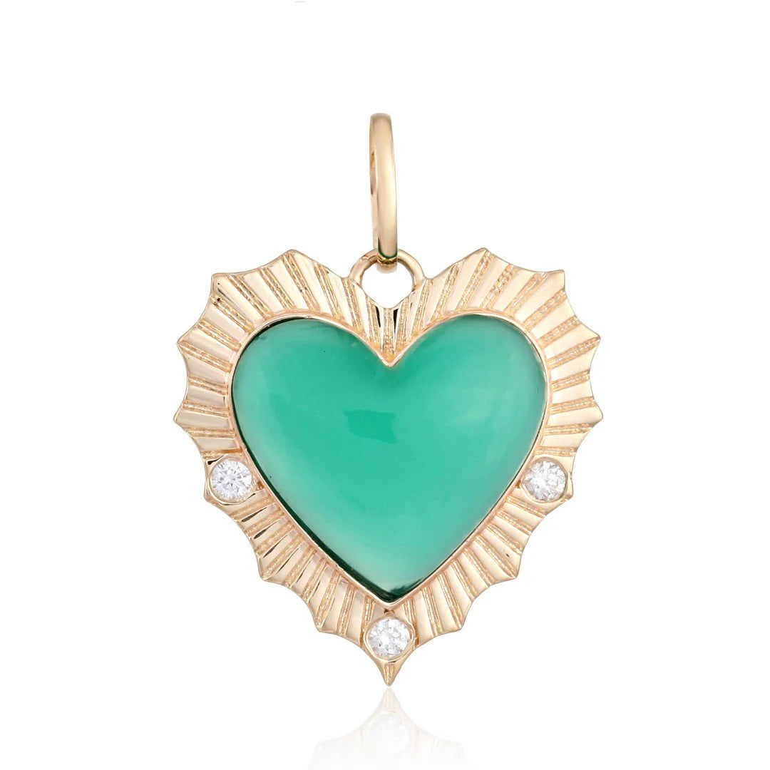 Green Enamel Puffy Heart Charm