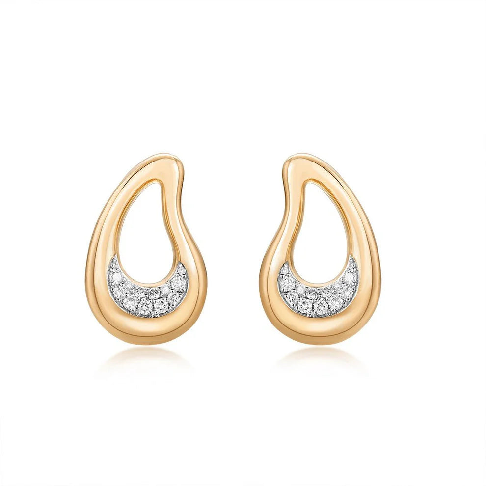 Open Tear Drop Diamond Earrings