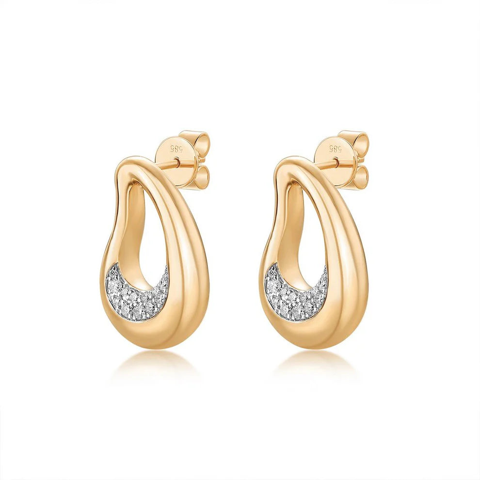 Open Tear Drop Diamond Earrings