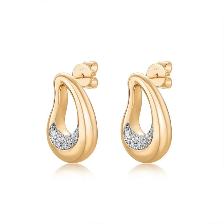 Open Tear Drop Diamond Earrings