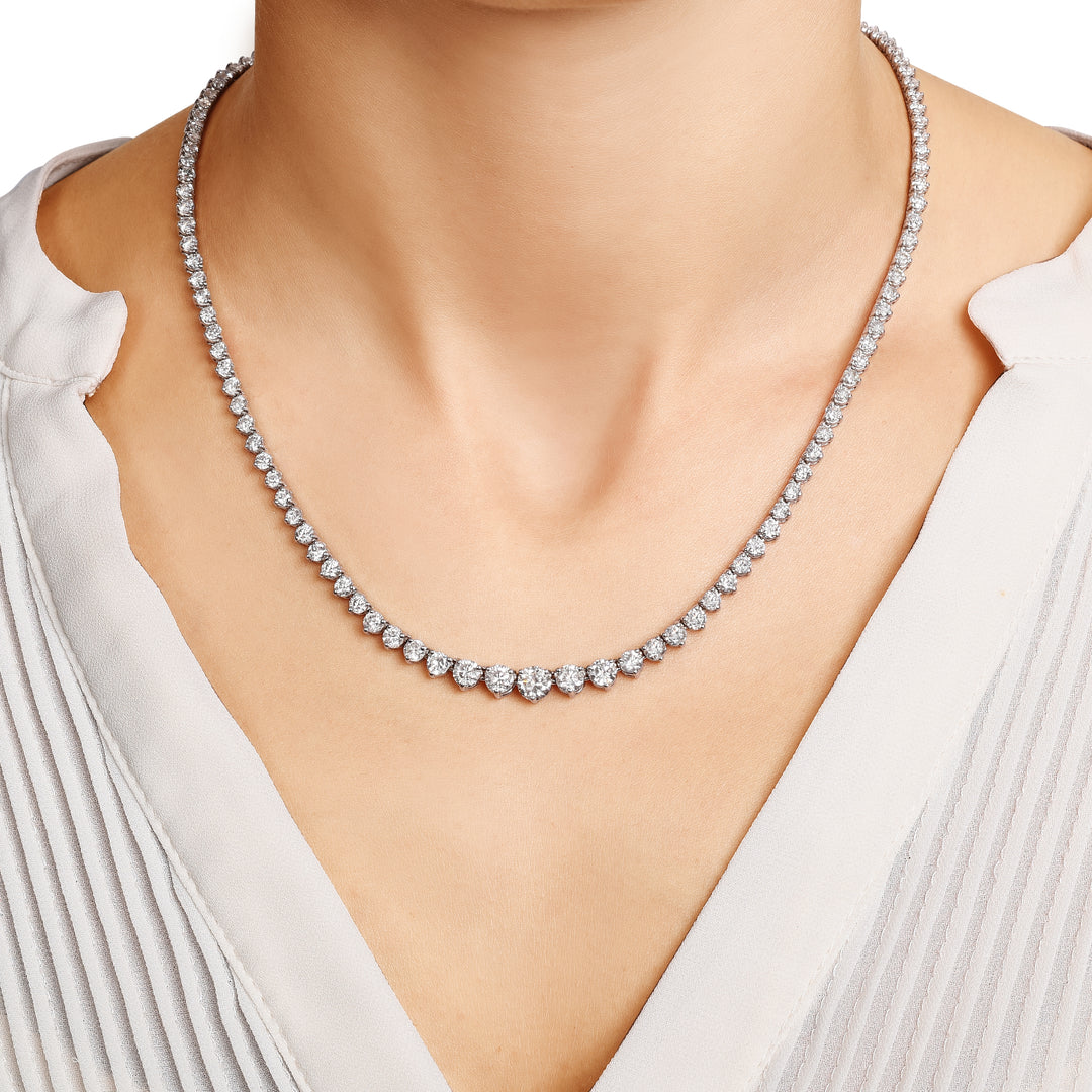 Lab Grown Graduated Tennis Necklaces
