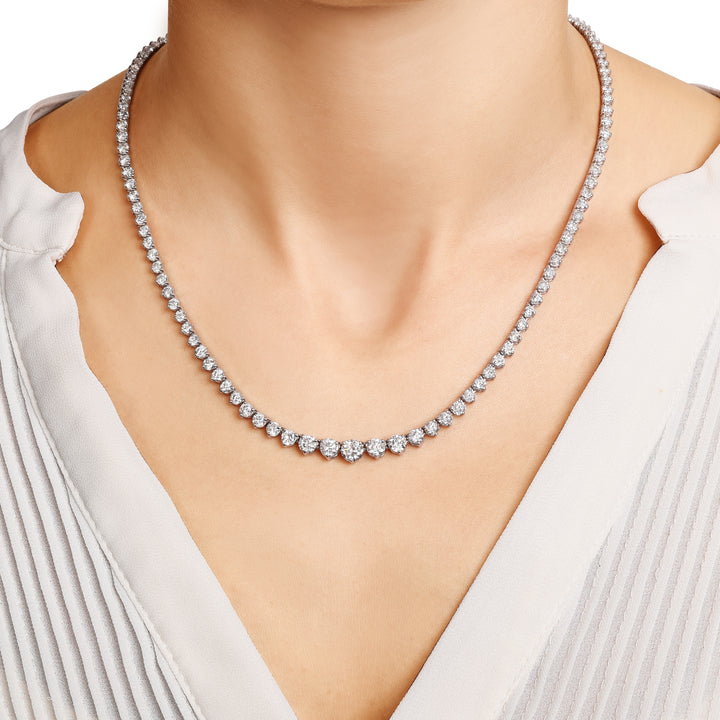 Lab Grown Graduated Tennis Necklaces