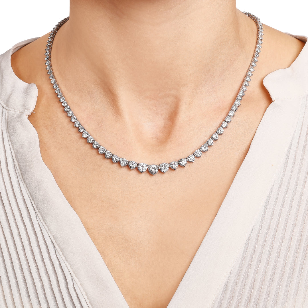 Lab Grown Graduated Tennis Necklaces