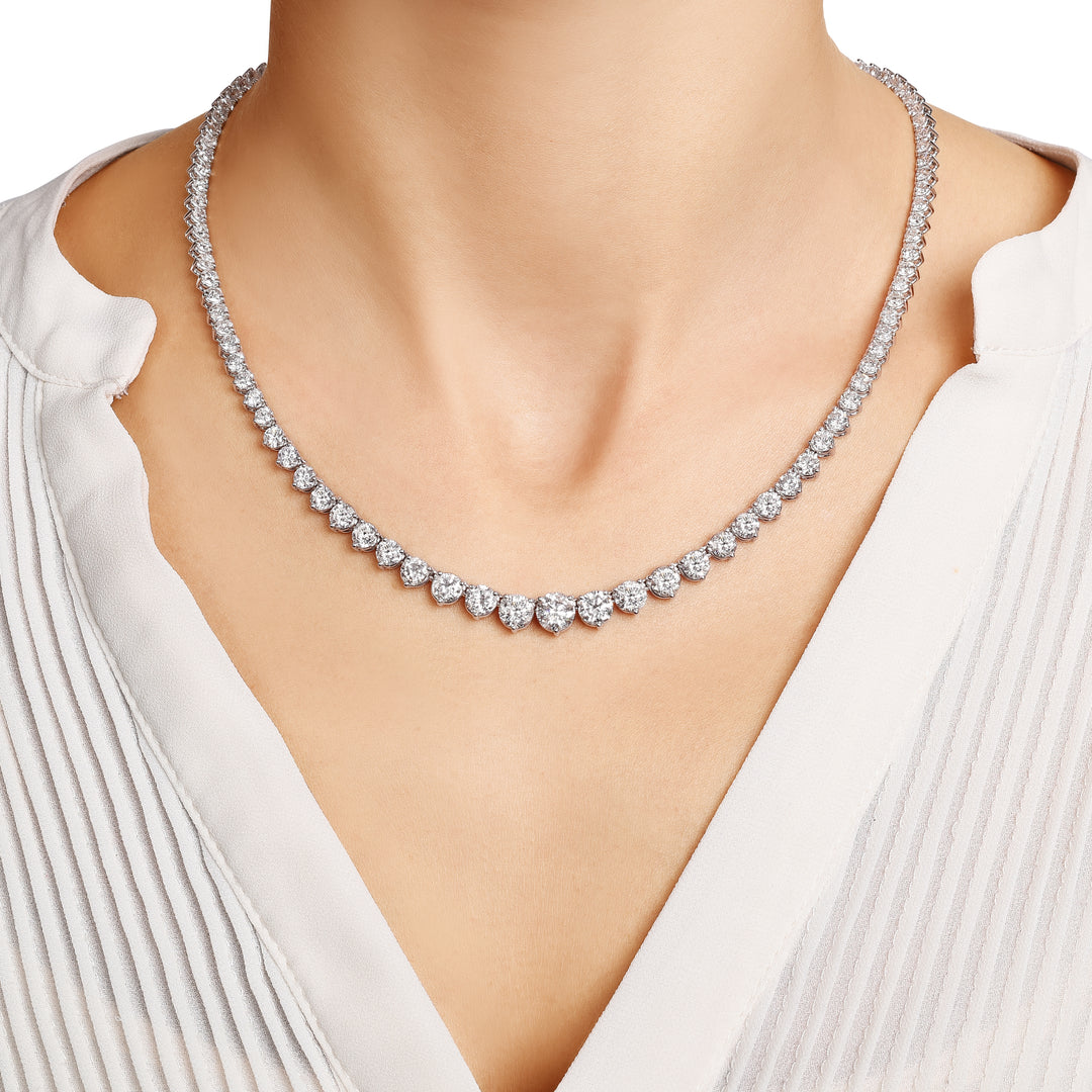 Lab Grown Graduated Tennis Necklaces
