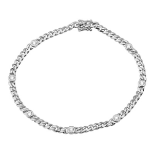 Five Diamond Bezels Cuban Link Bracelet