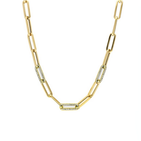 Paperclip and Diamond Link Necklace