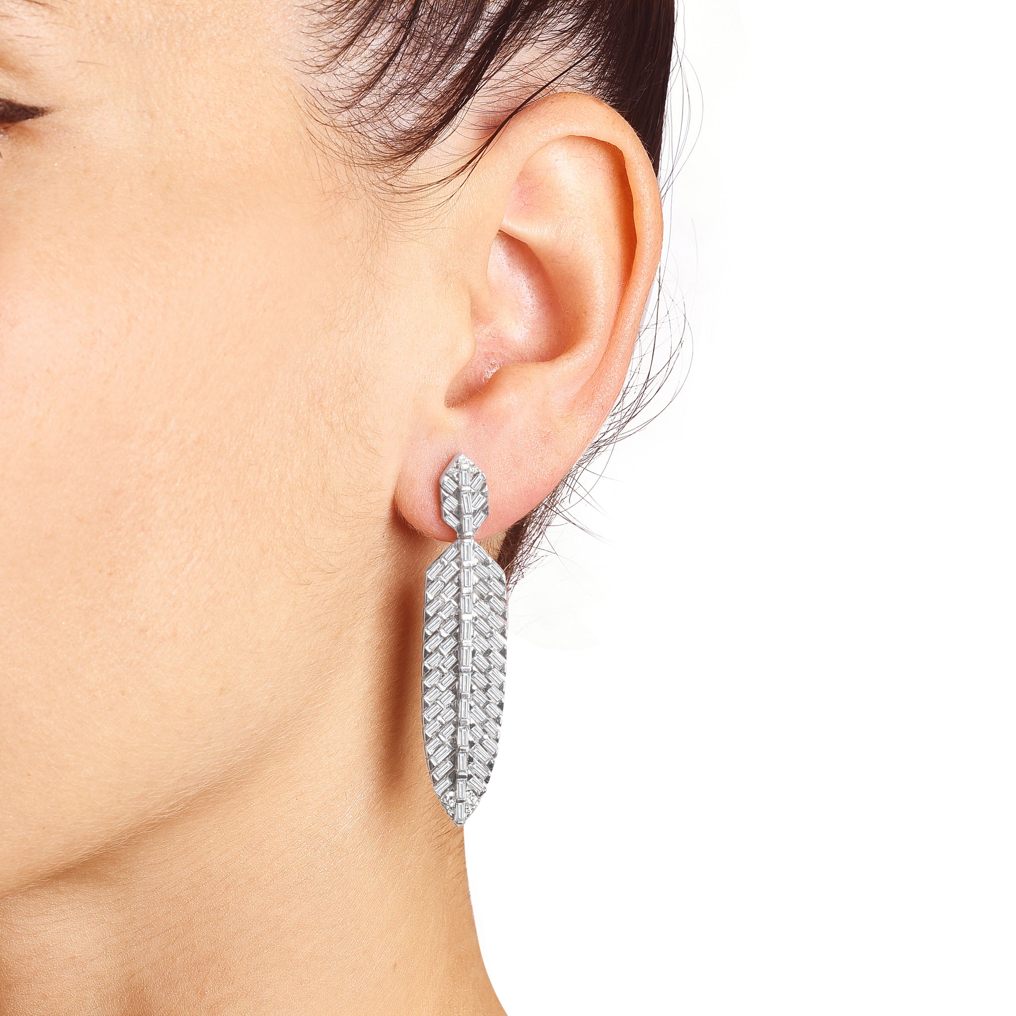 Diamond Leaf Earrings